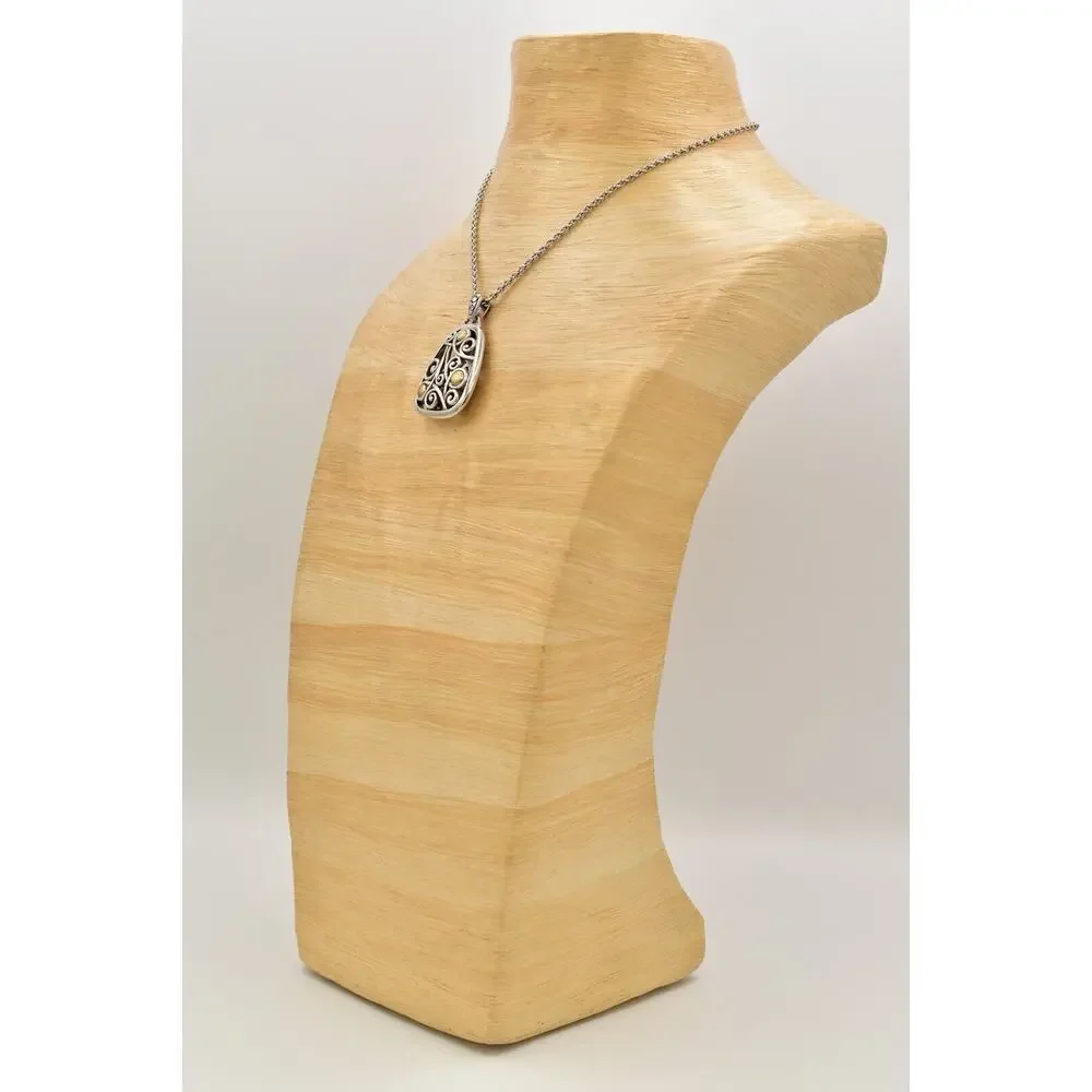 Brighton Adara Reversible Pendant Necklace Gold Silver Plated Chain Signed BinBJ